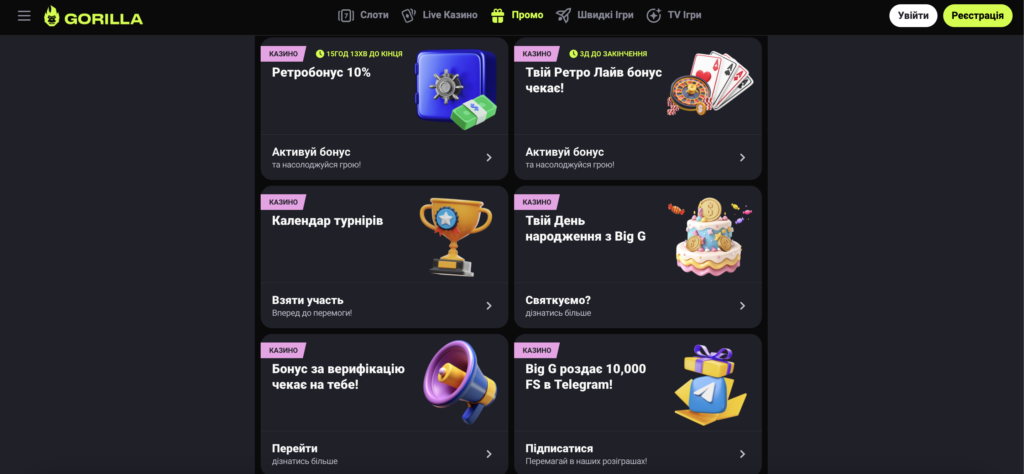 Казино Горилла: мобільна версія та гра з телефону